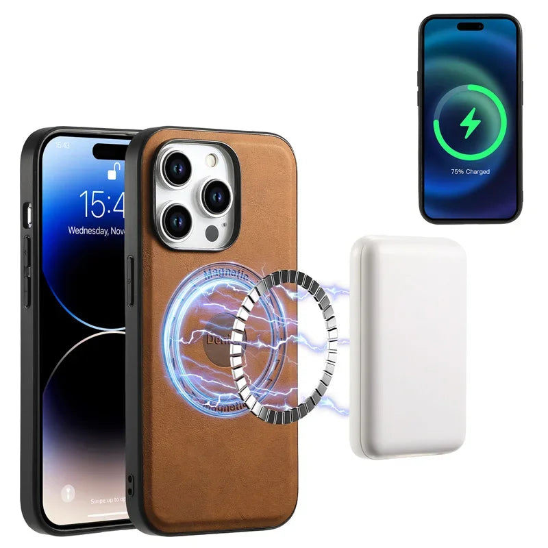 Magnetic Leather iPhone Case