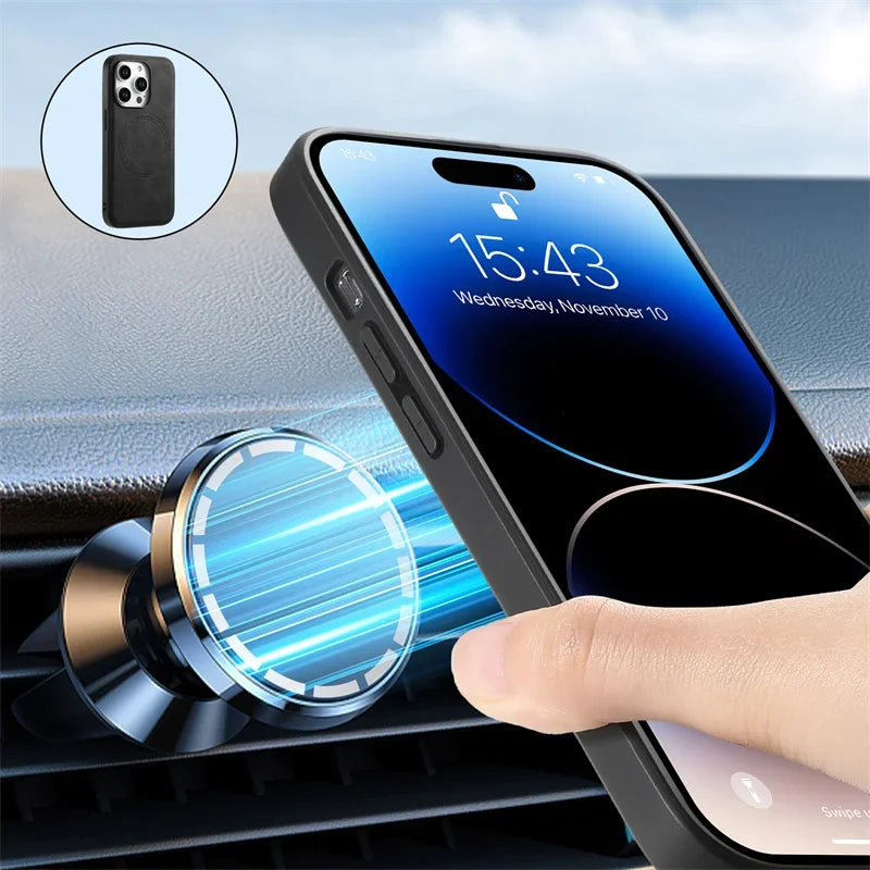 Magnetic Leather iPhone Case