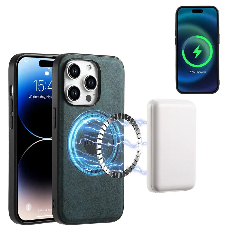 Magnetic Leather iPhone Case