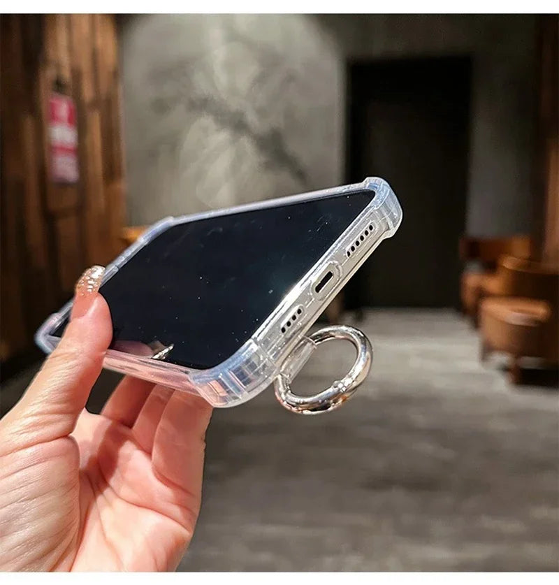 Transparent Glitter Wrist Strap Phone Case