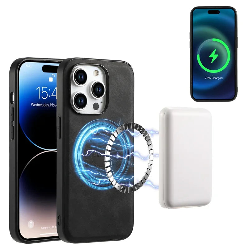 Magnetic Leather iPhone Case
