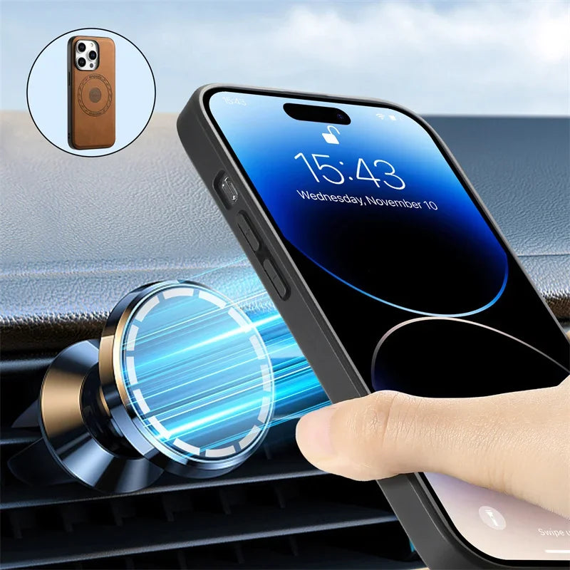 Magnetic Leather iPhone Case