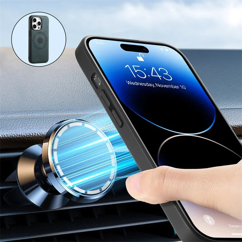 Magnetic Leather iPhone Case