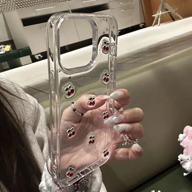Epoxy Cherry Glitter iPhone Case